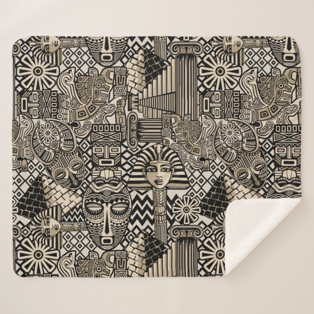 Ancient Historical Symbols Tattoo Style Sherpa Blanket (Front (Horizontal))