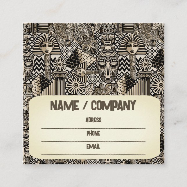 Ancient Historical Symbols Tattoo Style Square Business Card (Front)