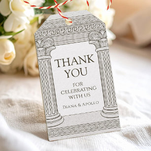 Ancient History themed party with stone columns Gift Tags