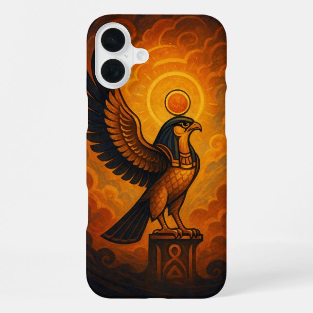 Ancient Horus Divine Sun Falcon Ember iPhone Case (Back)