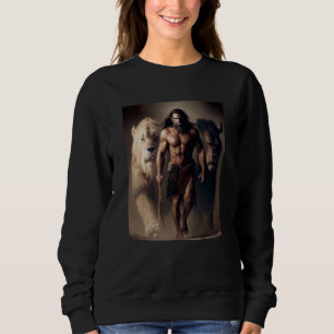 Ancient Hunting Family Pack Man and Lions with the Sweatshirt
