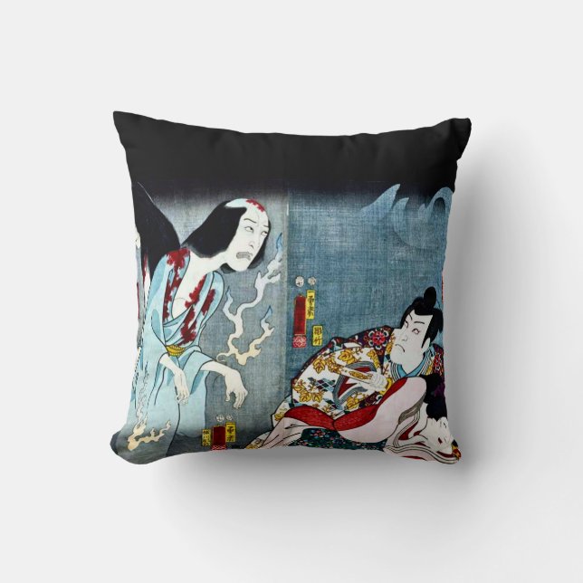 Ancient Japanese Ancestral Spirits Throw Pillow (Front)