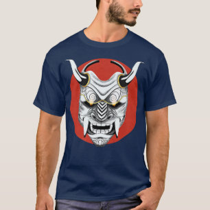 Ancient Japanese Art, Red moon Oni Mask Ogre Samur T-Shirt