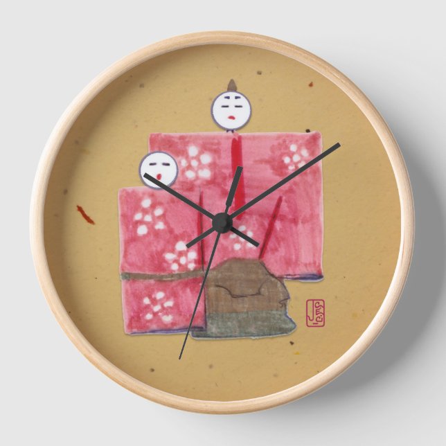 Ancient Japanese Couple Wall Clock (Front)