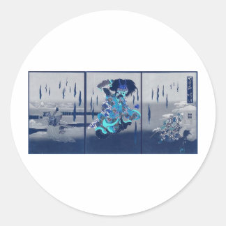 Ancient Japanese Painting circa 1898 Classic Round Sticker