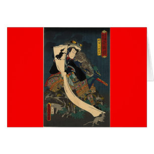 Ancient Japanese Painting, Samurai with Toad