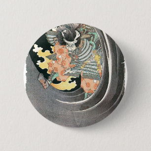 Ancient Japanese Samurai Painting 6 Cm Round Badge