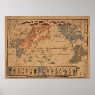 Ancient Japanese World Map Poster
