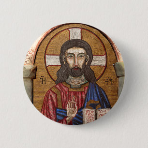 Ancient Jesus Mosaic 6 Cm Round Badge