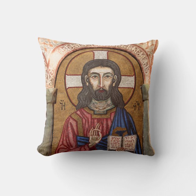 Ancient Jesus Mosaic Cushion (Front)
