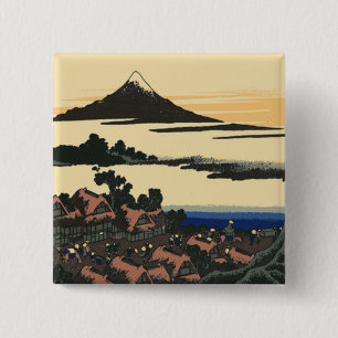 Ancient Kai province   Katsushika Hokusai drawing 15 Cm Square Badge