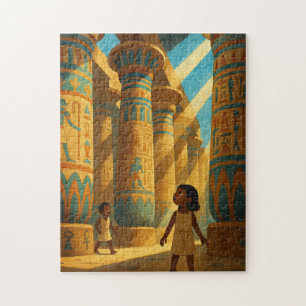 Ancient Karnak Columns Sacred Puzzle Blue