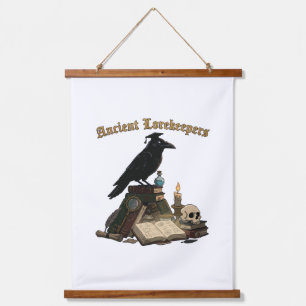 Ancient Lorekeeper Raven Dark Academia Gothic Hanging Tapestry