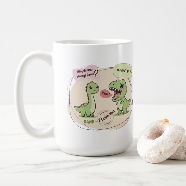 Ancient love language. 🦖☕✨ coffee mug (With Donut)