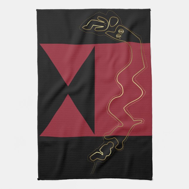 Ancient Man - Tribal Art Tea Towel (Vertical)