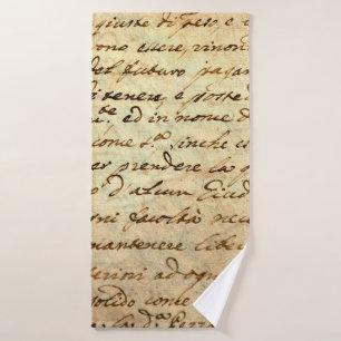 Ancient manuscript of 1700 century written in ink bath towel