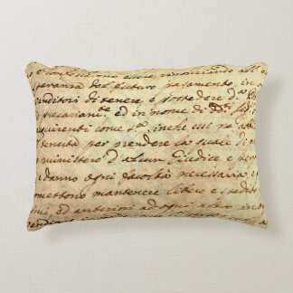 Ancient manuscript of 1700 century written in ink  decorative cushion