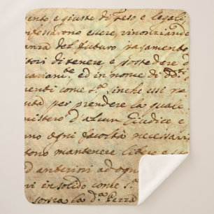 Ancient manuscript of 1700 century written in ink  sherpa blanket