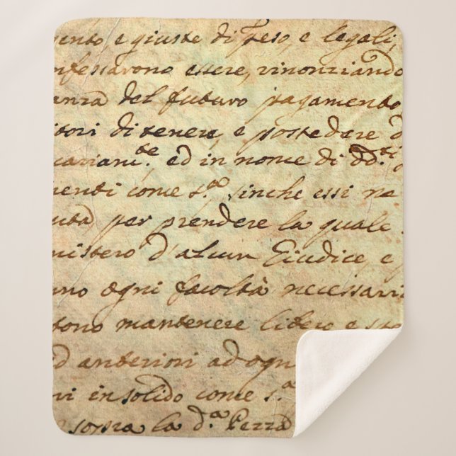 Ancient manuscript of 1700 century written in ink  sherpa blanket (Front)