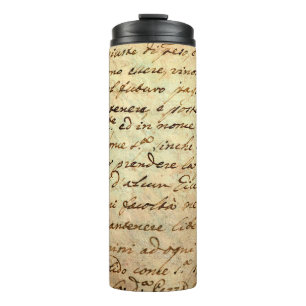 Ancient manuscript of 1700 century written in ink  thermal tumbler