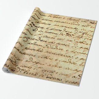 Ancient manuscript of 1700 century written in ink wrapping paper