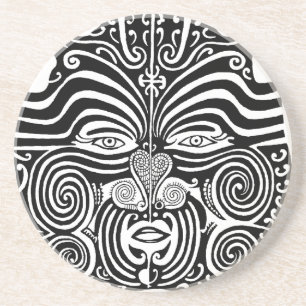 Ancient Maori Moko tribal tattoo design. Coaster