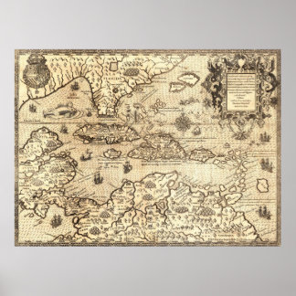 Ancient Map of Central America Poster