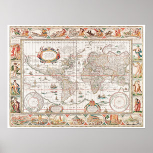 Ancient Map of the World  Poster