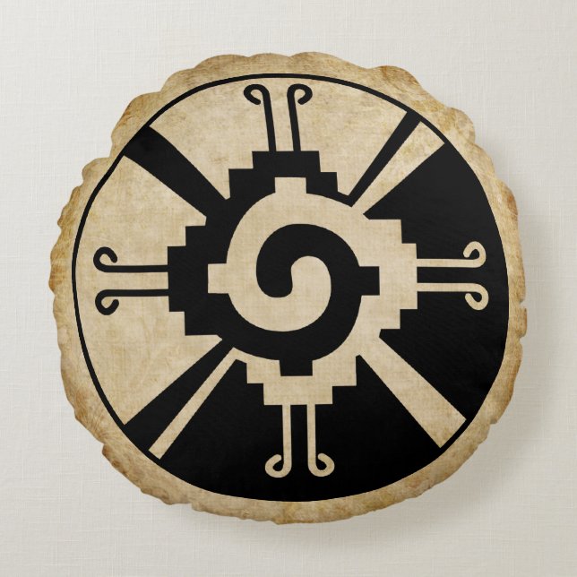 Ancient Mayan Hunab-Ku Round Cushion (Front)