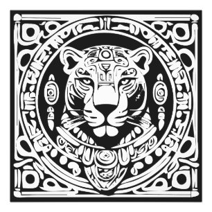Ancient Mayan Style Jaguar Warrior Tribal Mask Art Photo Print