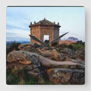 ancient mediaeval church square wall clock