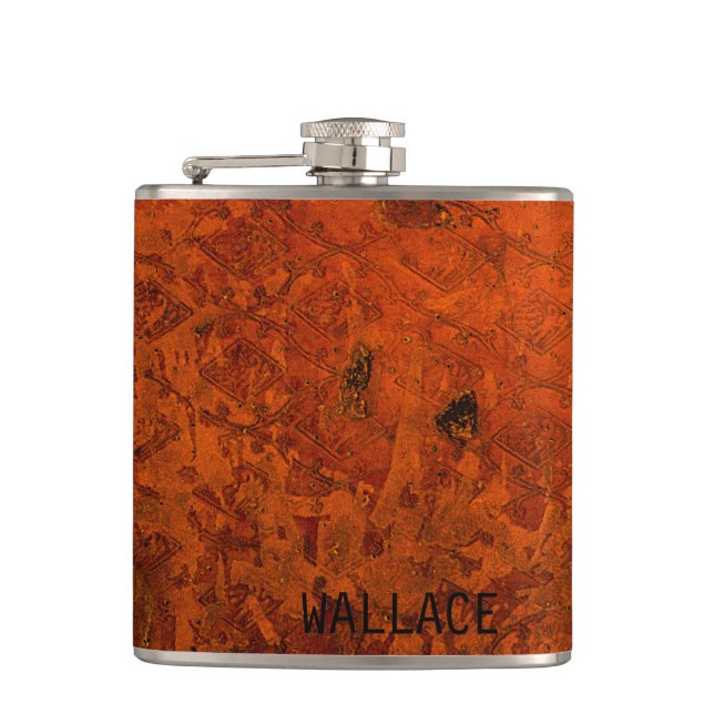 Ancient Mediaeval Leather Bound Book Cover Hip Flask (Front)