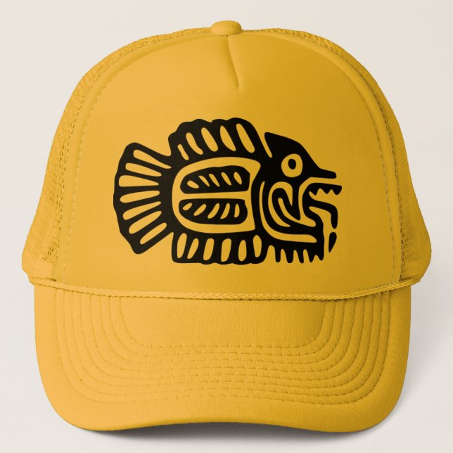 Ancient Mexican Fish Motif Cap (Front)