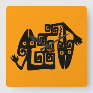 Ancient Mexican Snakes Round Wall Clock