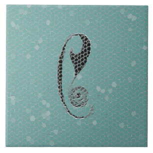 Ancient Monogram Letter C Ceramics Tile