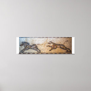 Ancient Mosaic : A Tiger Hunting A Boar Canvas Print