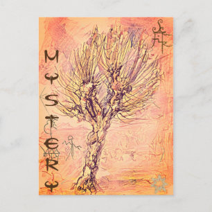 Ancient Mystery with Tree & Unknown Symbols Postcard