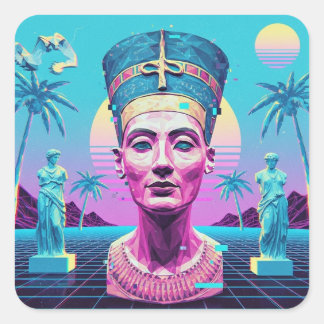 Ancient Nefertiti Premium Vaporwave Sticker