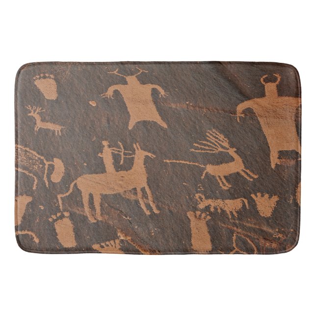 Ancient Newspaper Rock Petroglyphs Native American Bath Mat (Front)
