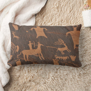 Ancient Newspaper Rock Petroglyphs Native American Lumbar Cushion
