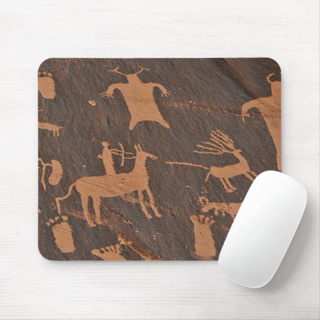 Ancient Newspaper Rock Petroglyphs Native American Mouse Pad (With Mouse)