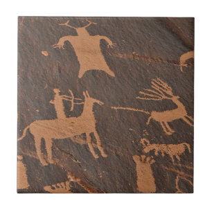 Ancient Newspaper Rock Petroglyphs Native American Tile