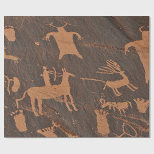 Ancient Newspaper Rock Petroglyphs Native American Wrapping Paper
