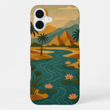 Ancient Nile Mystique Pyramids Gold Teal