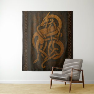 Ancient Norse Dragon – Viking Knotwork Guardian  Tapestry