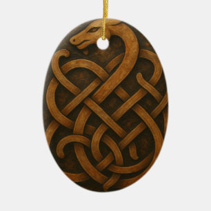 Ancient Norse Serpent Knot Symbol Ceramic Tree Decoration