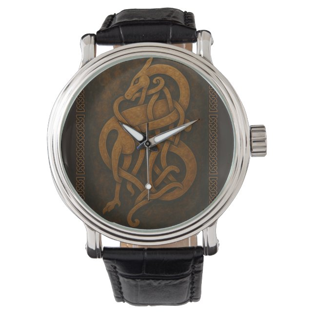 Ancient Norse Serpent Knot with Celtic Border Watch (Front)