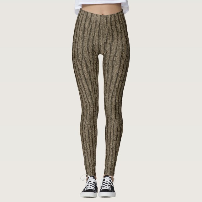 Ancient Oak Bark – Seamless Nature Texture Leggings (Front)
