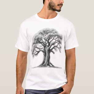 Ancient Oak Tree Charcoal Sketch T-Shirt