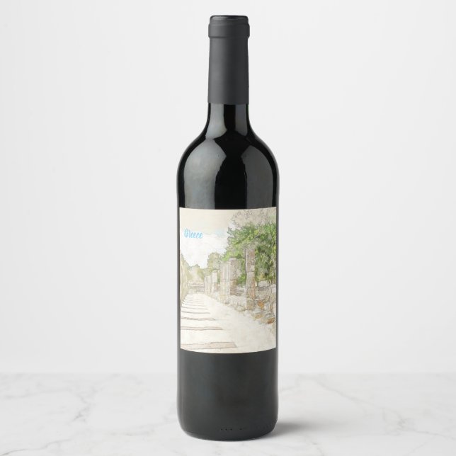 Ancient Olympia Greece Sketch Wine Label – Vintage (Front)